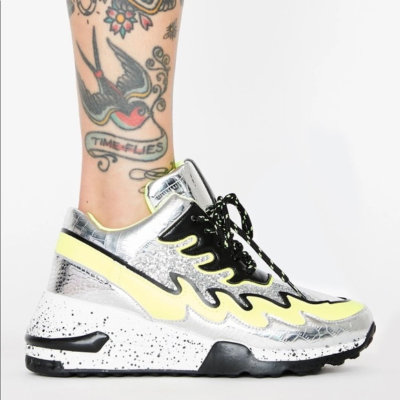 Silver neon flame chunky sneaker - Picture 3 of 6